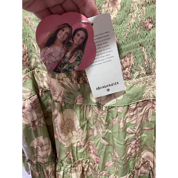 Aguabendita x Target Green Floral Dress Size L NWT Boho COQUETTE Girly - Picture 7 of 8